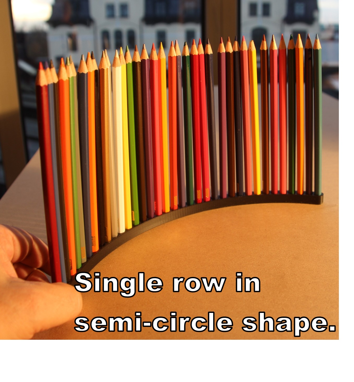 Black Semi-Circular Pencil Holder, single row.